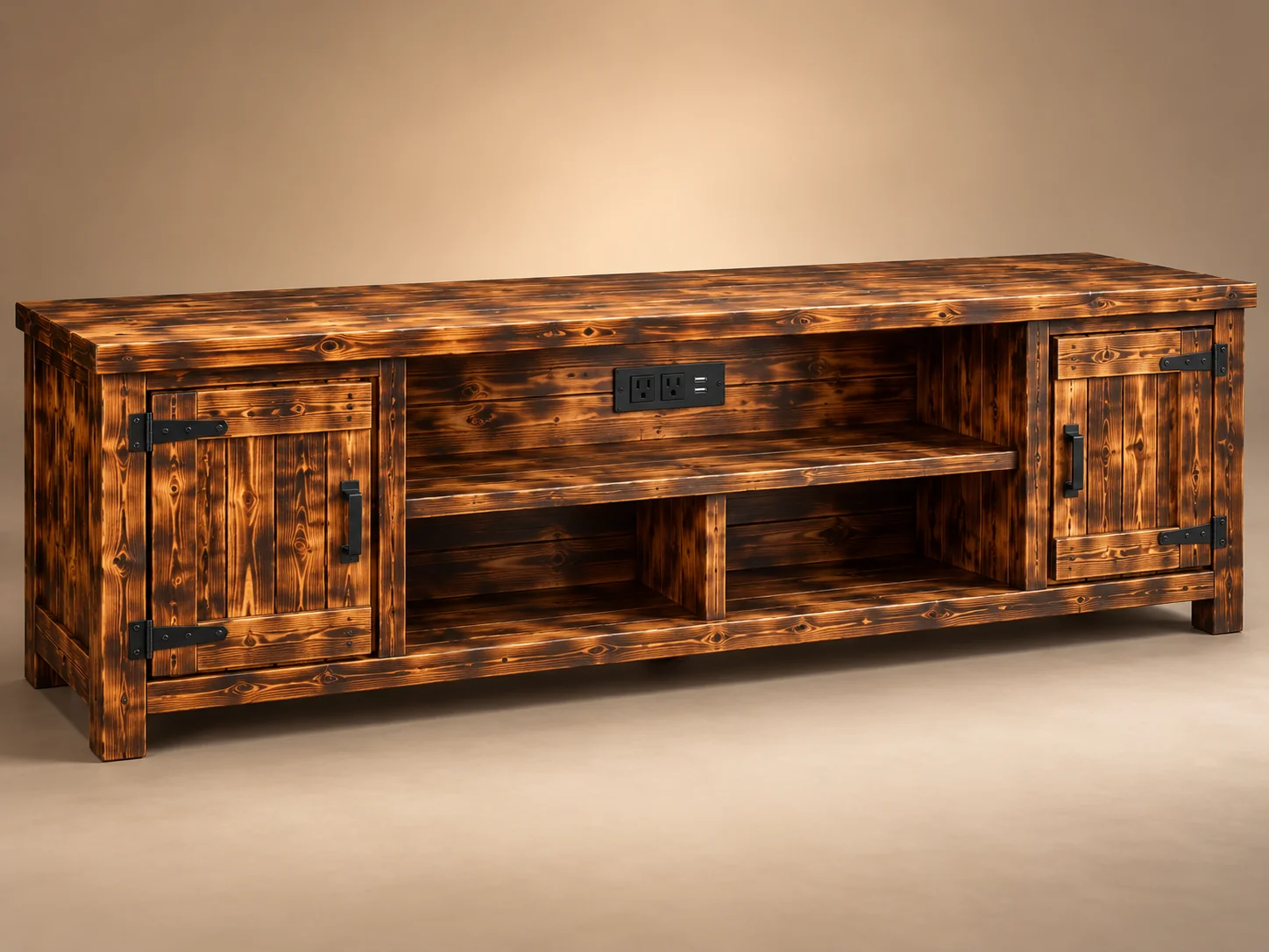 Illustrative rendered example of an Oakline entertainment center